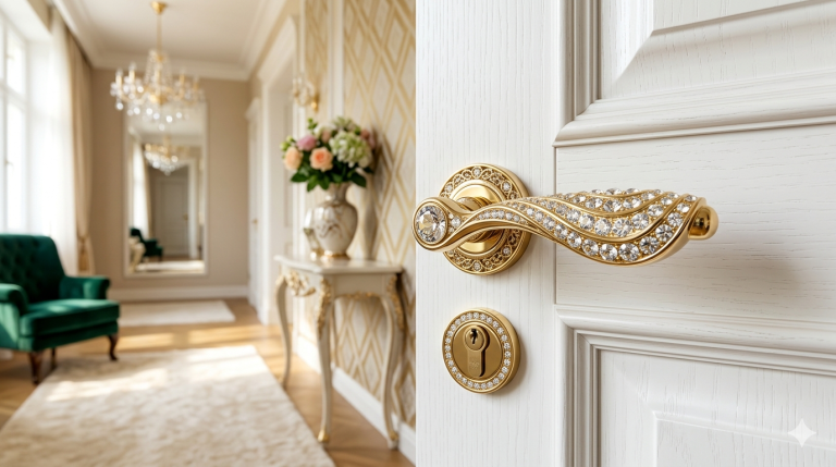 Obraz przedstawia esencję stylu glamour w aranżacji wnętrz